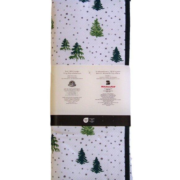 KitchenAid Set of 2 Reversible Drying Mats Christmas Trees Firs Green White NIP - Picture 4 of 4